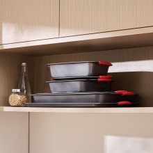 Zestaw patelni do pieczenia VEVOR Baking Pan Kitchen, 6 elementów, stal węglowa z silikonowymi uchwytami