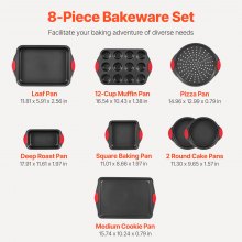 Zestaw patelni do pieczenia VEVOR Baking Pan Kitchen, 8 elementów, stal węglowa z silikonowymi uchwytami