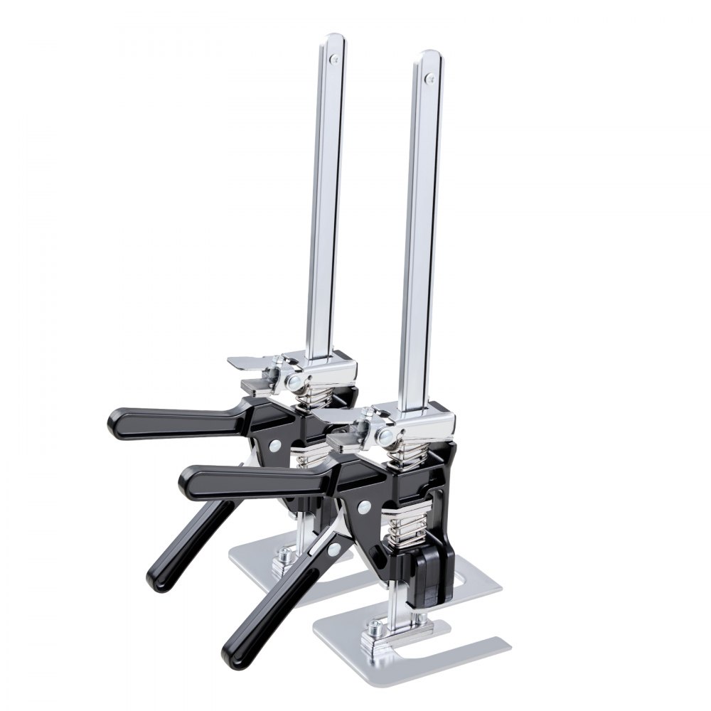 Podnośnik VEVOR oszczędzający pracę, 2 sztuki, udźwig 200 kg, podnoszenie do 235 mm, ręczny podnośnik z poziomicą magnetyczną, 2 tryby regulacji, do drzwi, okien, mebli, obróbki drewna, kolor czarny