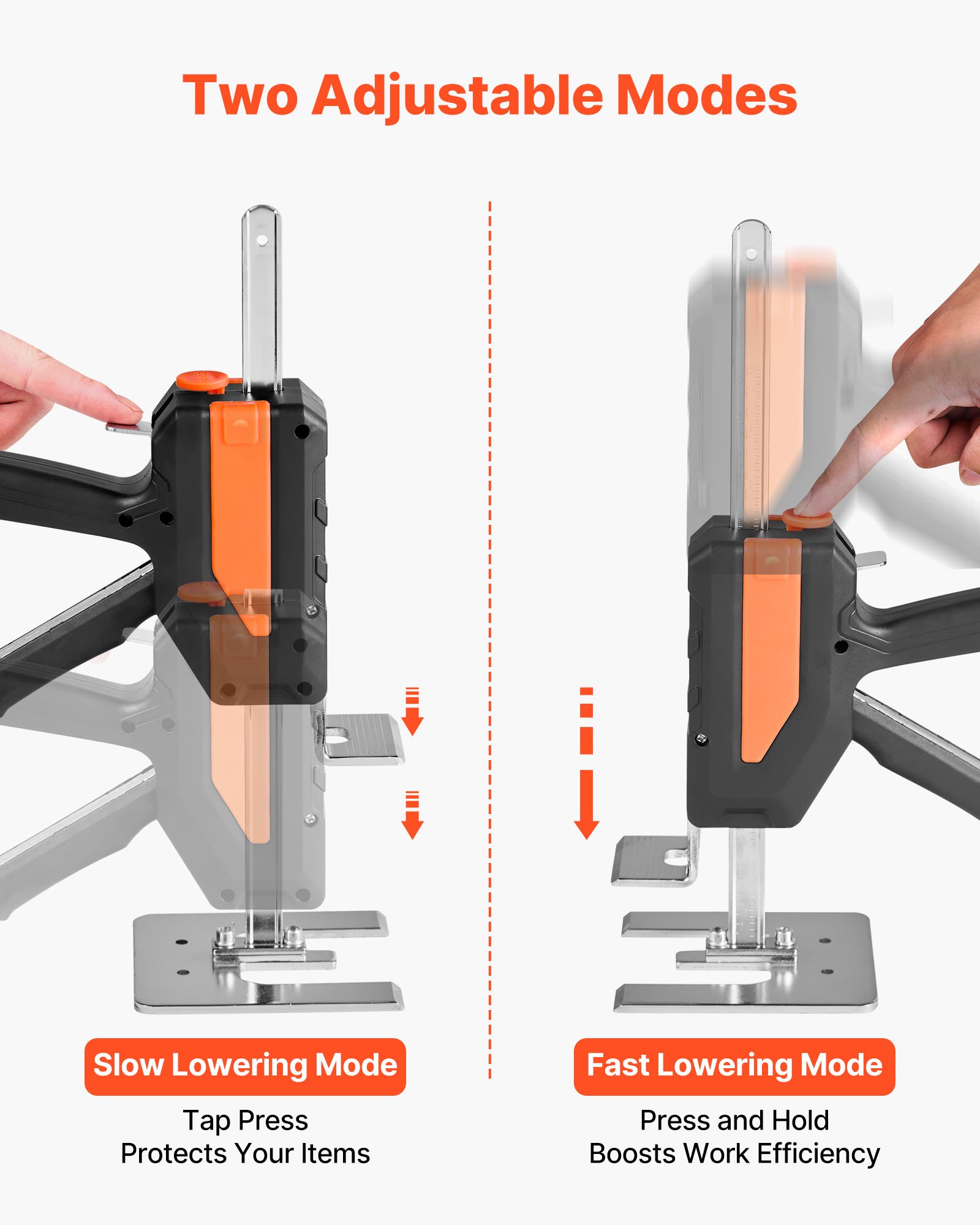 VEVOR Labor Saving Arm Jack, 2 PCS 200 kg Bearing Capacity, Lifting up to 195 mm, Metal Hand Lifting Jack Tool with Magnetic Level, 2 Adjustment Modes, for Door, Window, Furniture, Woodworking, Black