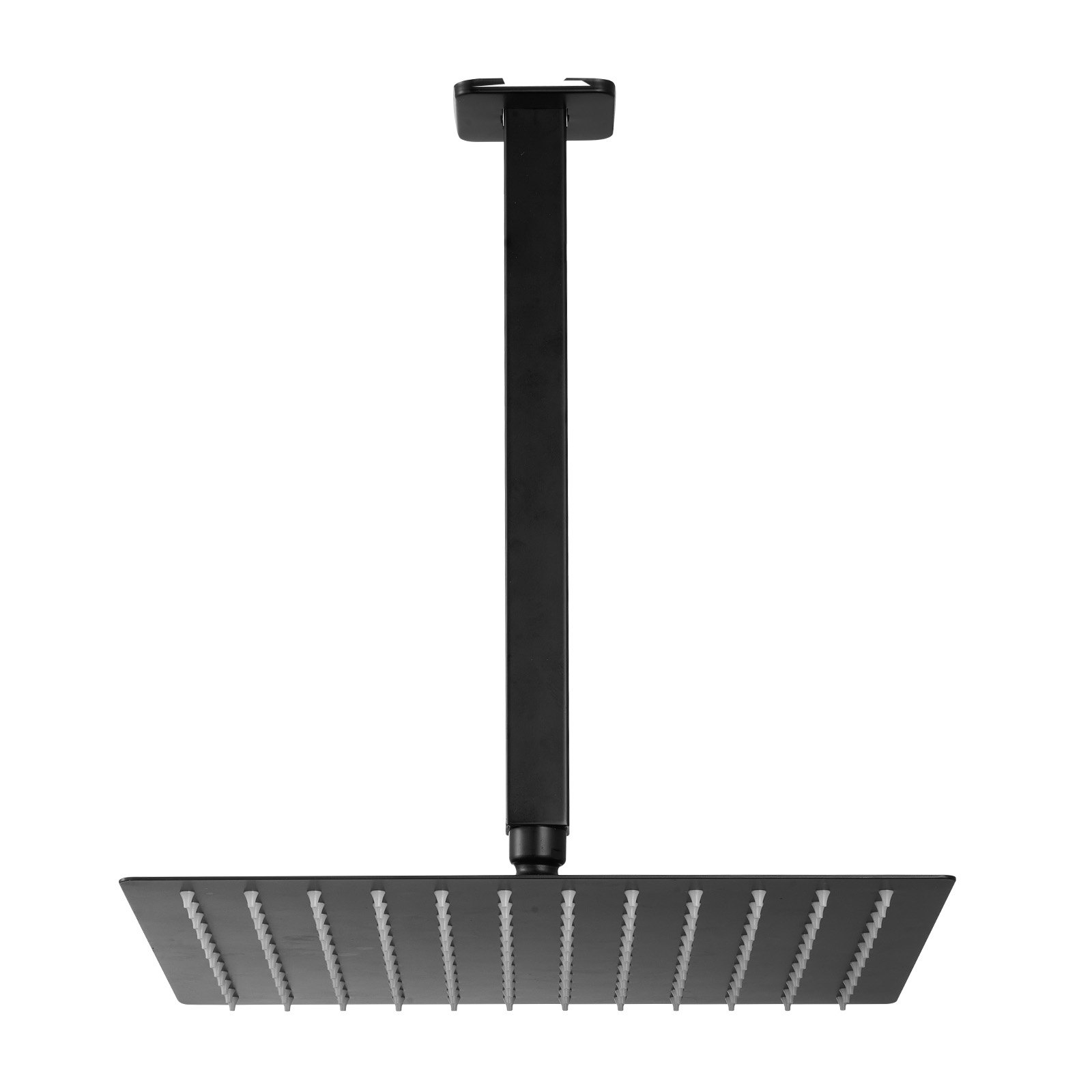 Bateria natryskowa VEVOR z deszczownicą do łazienki, z kwadratową głowicą deszczową o średnicy 305 mm i słuchawką prysznicową, bateria łazienkowa ścienna z zaworem mosiężnym i zestawem wykończeniowym, matowa czerń