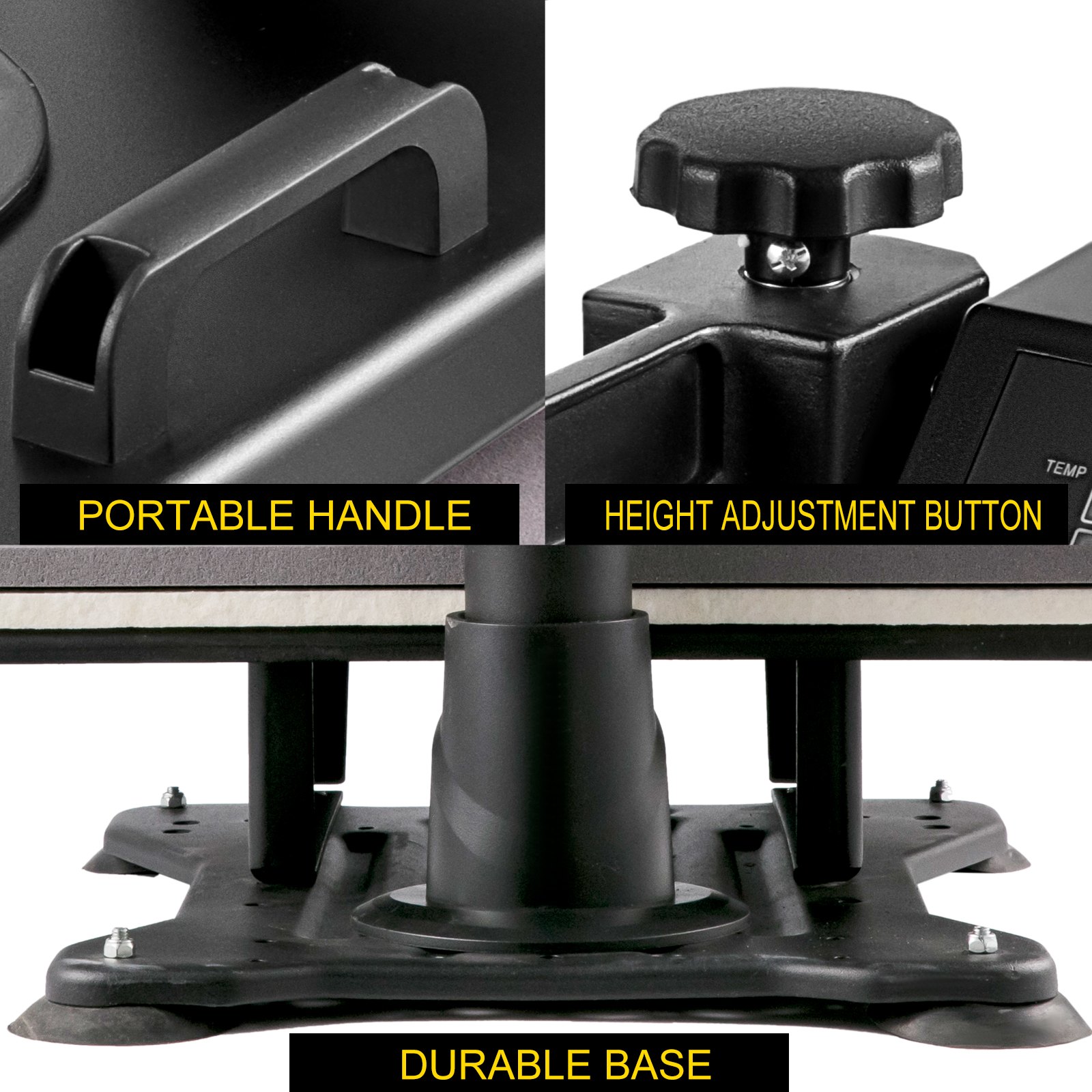 Prasa na gorąco VEVOR 6 w 1 do prasy transferowej do tekstyliów Prasa do tekstyliów z prasą płytową 38 x 38 cm, prasa drukarska do tekstyliów o mocy 1000 W, odpowiednia do czapek, czapek, T-shirtów, kubków