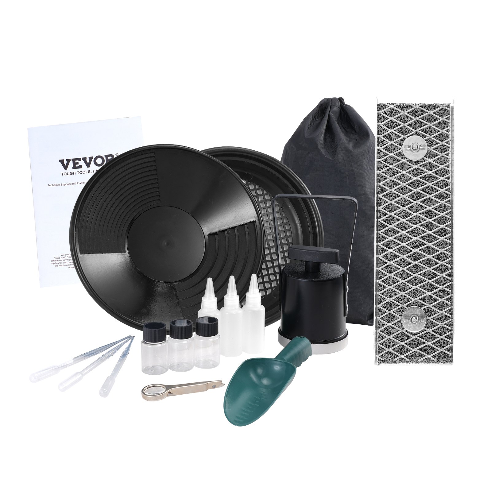 VEVOR Gold Panning Set 8.9 x 30.48 cm Aluminum Gold Pan for Gold Panning Gold Panning Basin for Nuggets Mining Tub Gold Pan Sand Gold Mining Manual Gold Panning System Digging