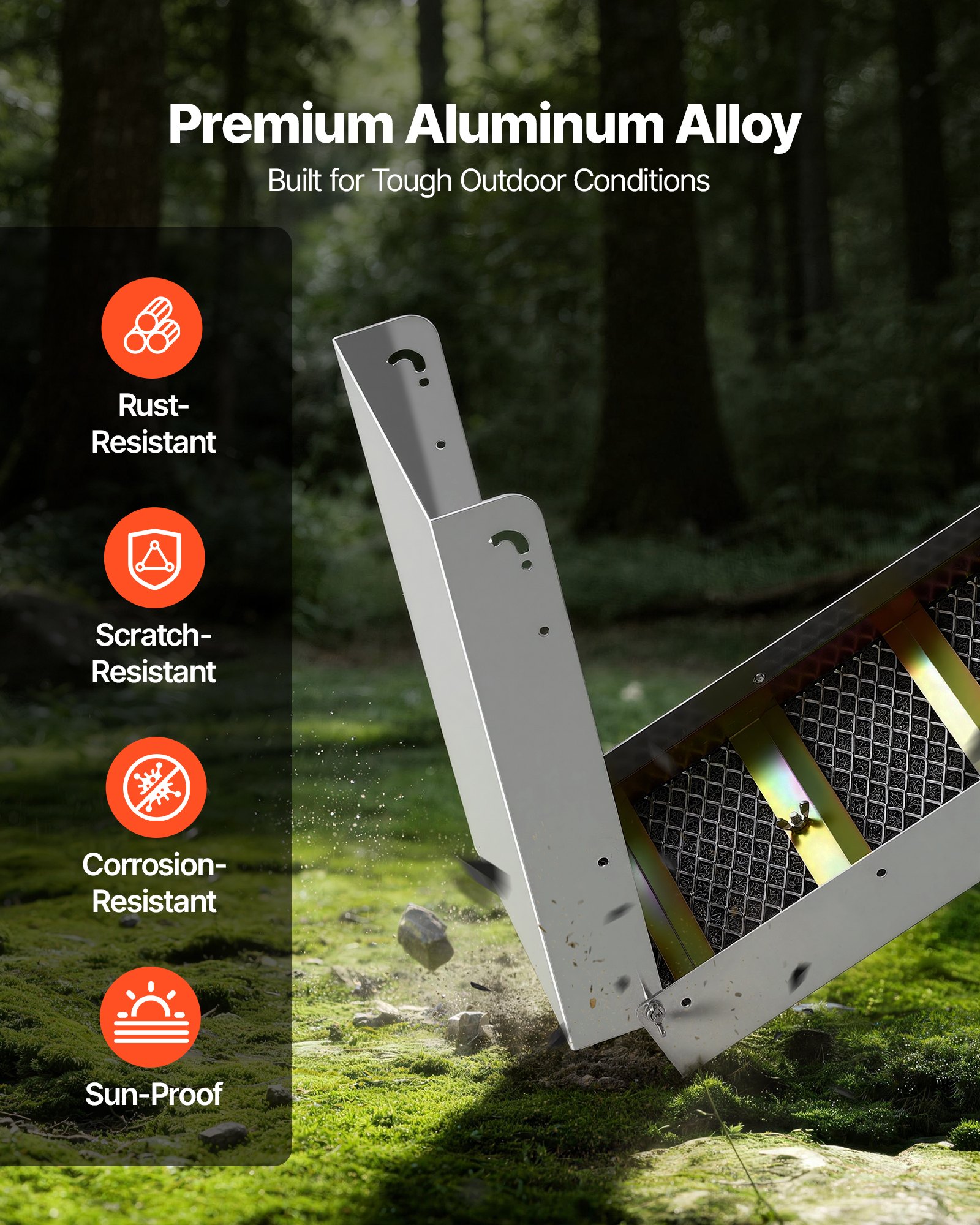 Zestaw do płukania złota VEVOR Highbanker 127 cm (50 cali), 3-w-1, składana aluminiowa skrzynia do płukania złota, 26-częściowy przenośny zestaw poszukiwawczy z szalkami na złoto, sito klasyfikacyjne, magnes, plecak, akcesoria