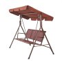 VEVOR 3-seater patio swing chair, Hollywood swing with adjustable canopy, veranda swing with armrests, Teslin fabric and alloy steel frame for balcony, backyard, patio, garden, brown