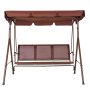 VEVOR 3-seater patio swing chair, Hollywood swing with adjustable canopy, veranda swing with armrests, Teslin fabric and alloy steel frame for balcony, backyard, patio, garden, brown