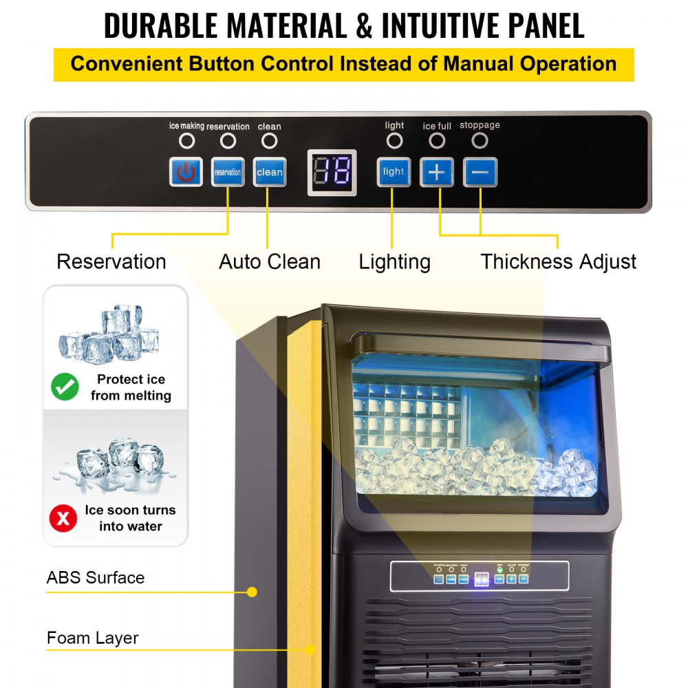 VEVOR Kostkarka do lodu, 350 W Kostkarka do lodu 31,75 kg Kostka produkcyjna Kostkarka do lodu 4 x 9 szt. Stacjonarna kostkarka do lodu, automatyczna kostkarka do lodu Pojemność 5 kg do przechowywania lodu, regulowana grubość lodu
