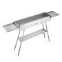 VEVOR Foldable Charcoal Grill, 0.16 m² Portable Charcoal Barbecue Grill with Liftable Charcoal Tray & Side Tables, Brushed Stainless Steel BBQ Cooking Grills for Outdoor Camping Backyard Parties
