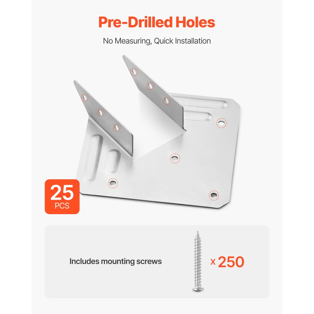 Łącznik do drewna VEVOR, wymiary wewnętrzne 40 x 21 x 63 mm, łącznik belki wykonany ze stali o wysokiej wytrzymałości z czarną powłoką antykorozyjną, wspornik słupa, wspornik belki do konstrukcji dachowych z belek drewnianych, 25 sztuk