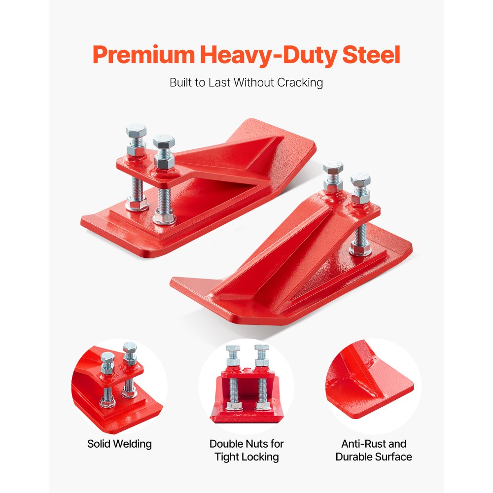 VEVOR Tractor Bucket Protector, 2PCS Heavy Duty Steel Bucket Edge Protectors, Anti-Skid Device with Double Hexagon Lock Nuts and Bolts, for Snow, Leave Removal & Spreading Gravel (Red)