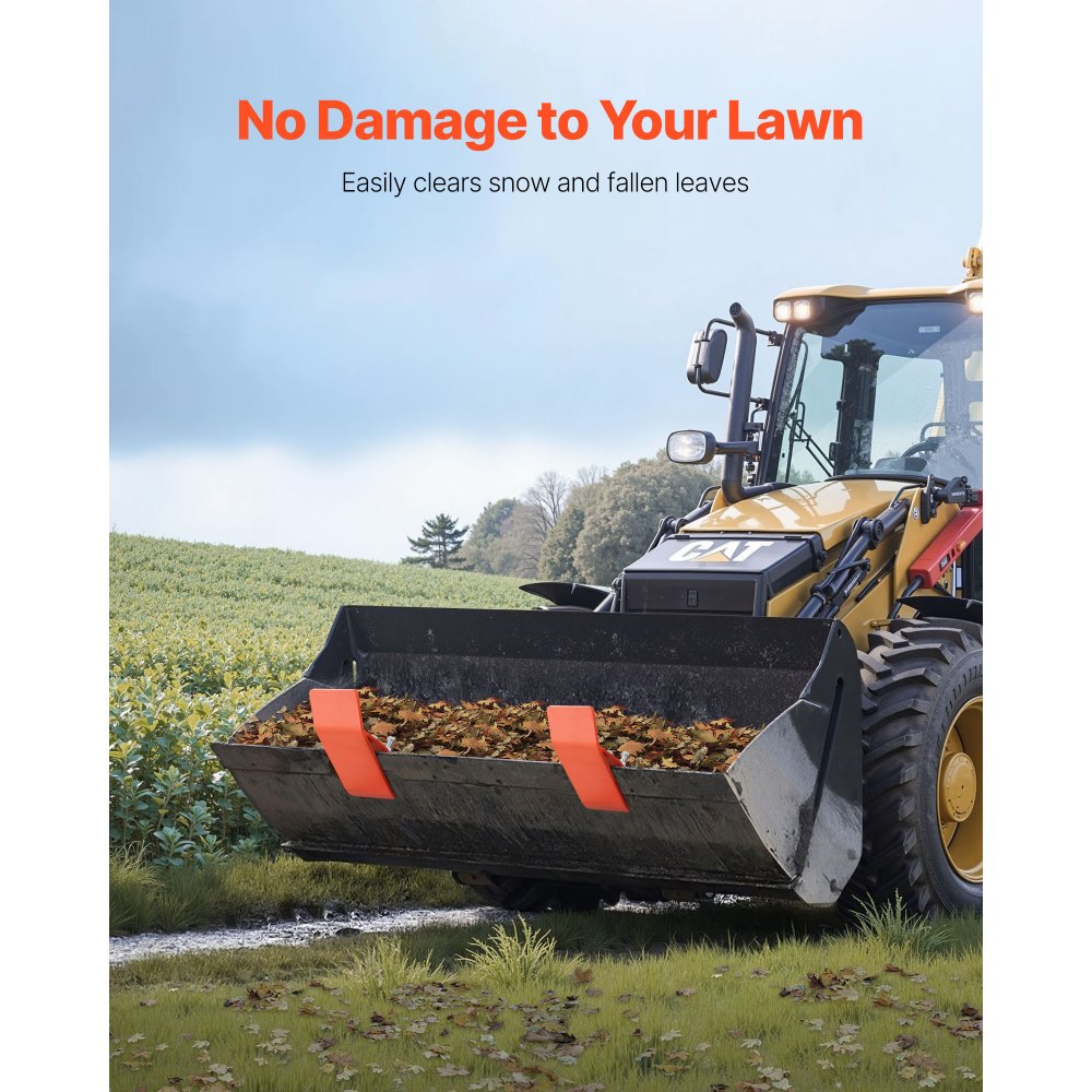 VEVOR Osłony krawędzi łyżki ciągnika, 2 sztuki, stalowe osłony krawędzi łyżki, zabezpieczenie antypoślizgowe z podwójnymi nakrętkami sześciokątnymi i śrubami zabezpieczającymi, do odśnieżania, usuwania liści i rozrzucania żwiru (pomarańczowe)