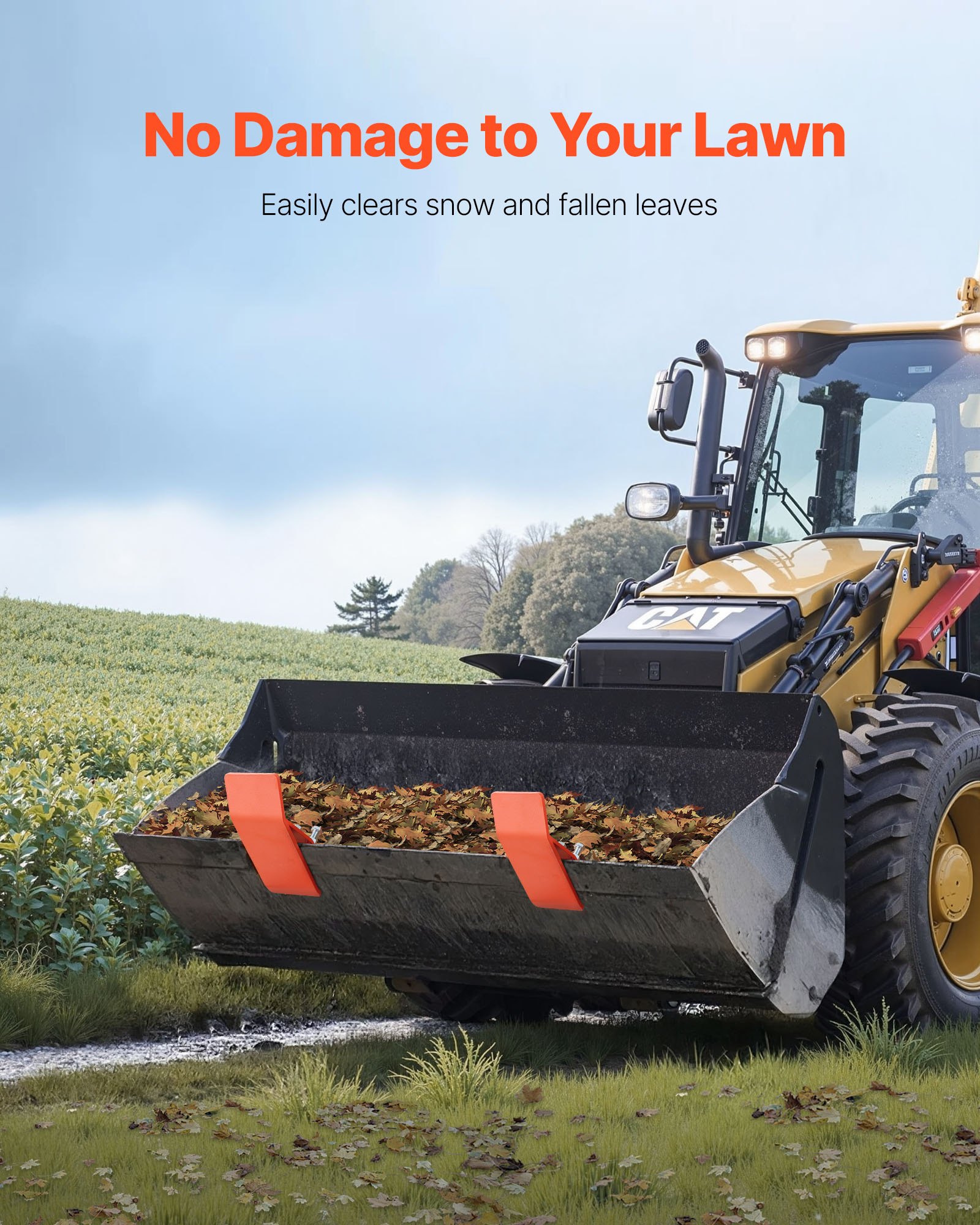 VEVOR Osłony krawędzi łyżki ciągnika, 2 sztuki, stalowe osłony krawędzi łyżki, zabezpieczenie antypoślizgowe z podwójnymi nakrętkami sześciokątnymi i śrubami zabezpieczającymi, do odśnieżania, usuwania liści i rozrzucania żwiru (pomarańczowe)