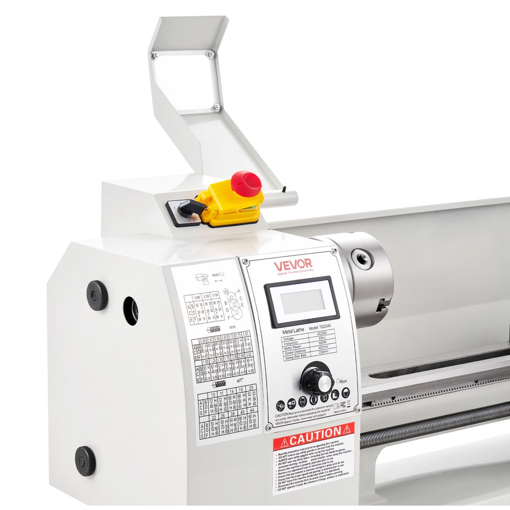 Tokarka do metalu VEVOR 220 x 402 mm 650 W Tokarka do metalu do obróbki metali, warsztatów, z regulacją prędkości do 2500 obr./min, zatrzymaniem awaryjnym, 14 gwintami metrycznymi 0,3-3 mm i 10 gwintami calowymi 10-44 TPI