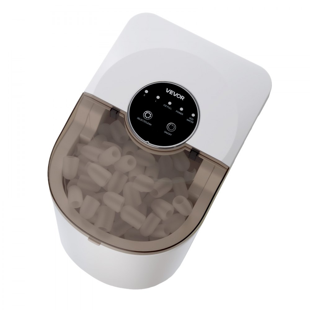 VEVOR Countertop Ice Maker, 7 Cubes Ready in 6 Mins, 11.8 kg per Day, Self-Cleaning Portable Machine with Ice Scoop, Ice-Making Machine with 2 Sizes Bullet Ices for Home, Kitchen, Office, Bar & Party
