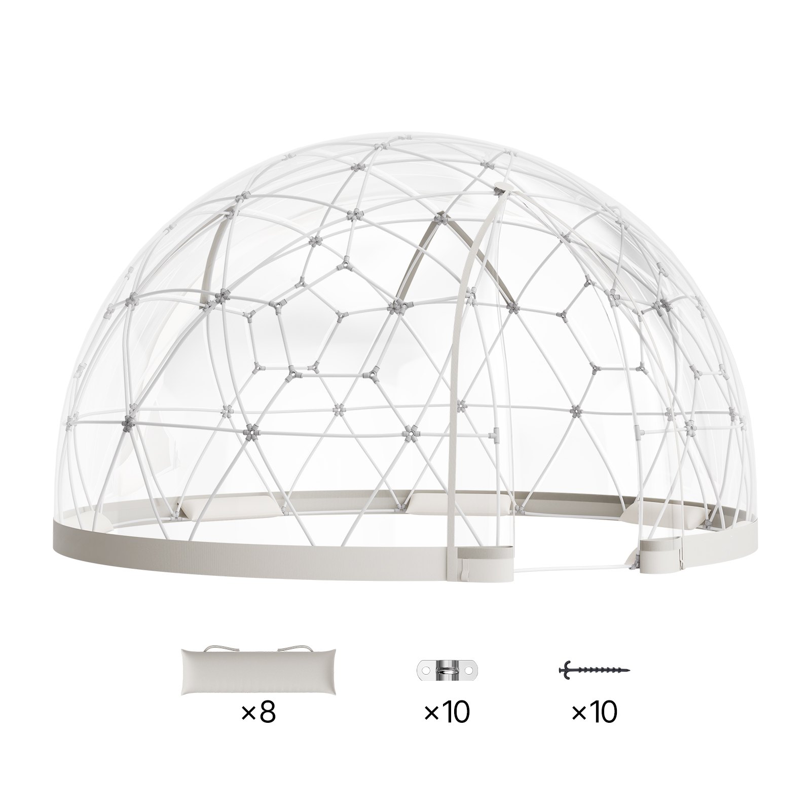 VEVOR Namiot ogrodowy kopułowy, 3,6 x 2,2 m, przezroczysty, dla 4-7 osób, szklarnia geodezyjna z oknem, namiot z PVC na podwórko, patio, kemping, imprezę, wesele