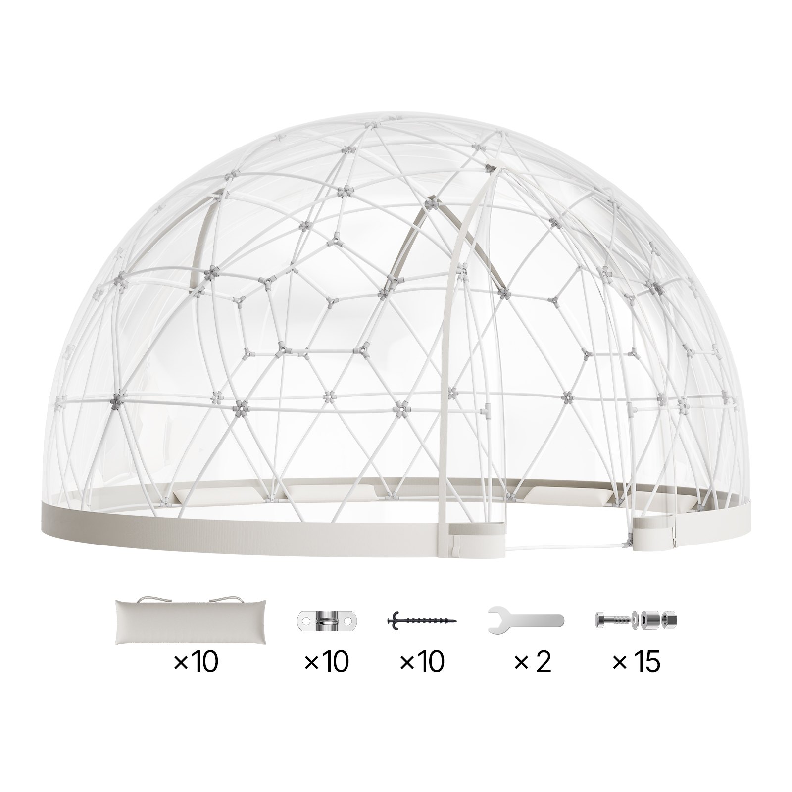 VEVOR Namiot ogrodowy kopułowy, 4,57 x 2,9 m, przezroczysty, dla 10–14 osób, szklarnia geodezyjna z oknem, namiot z PVC na podwórko, patio, kemping, imprezę, wesele