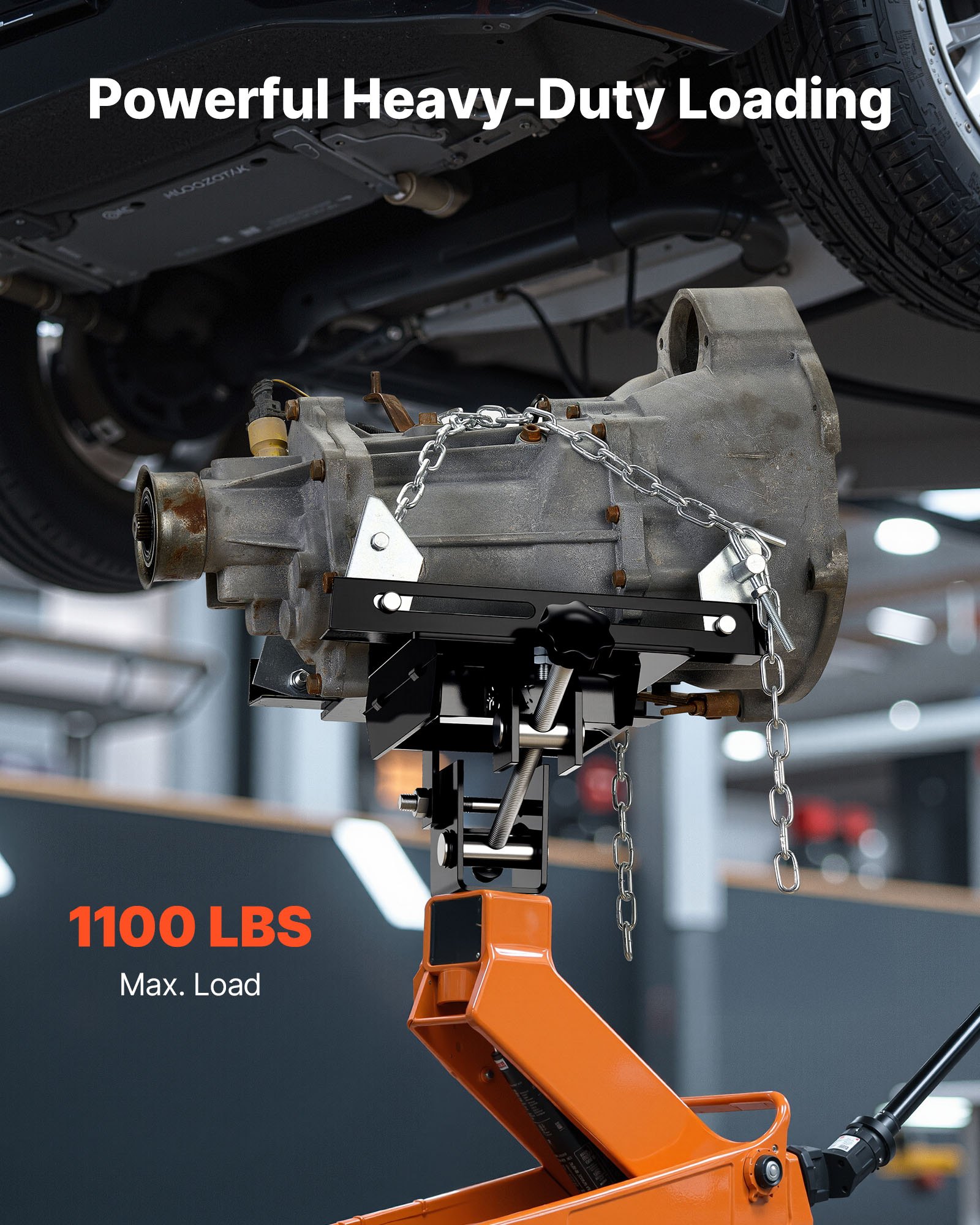 VEVOR Transmission Jack Adapter, 1100 lbs / 0.5 Ton Load Capacity Automotive Transmission Lift Adapter, Heavy-Duty Steel, for Floor Jack with 30.48 mm Detachable Saddle Shaft, for Garage, Repair Shop