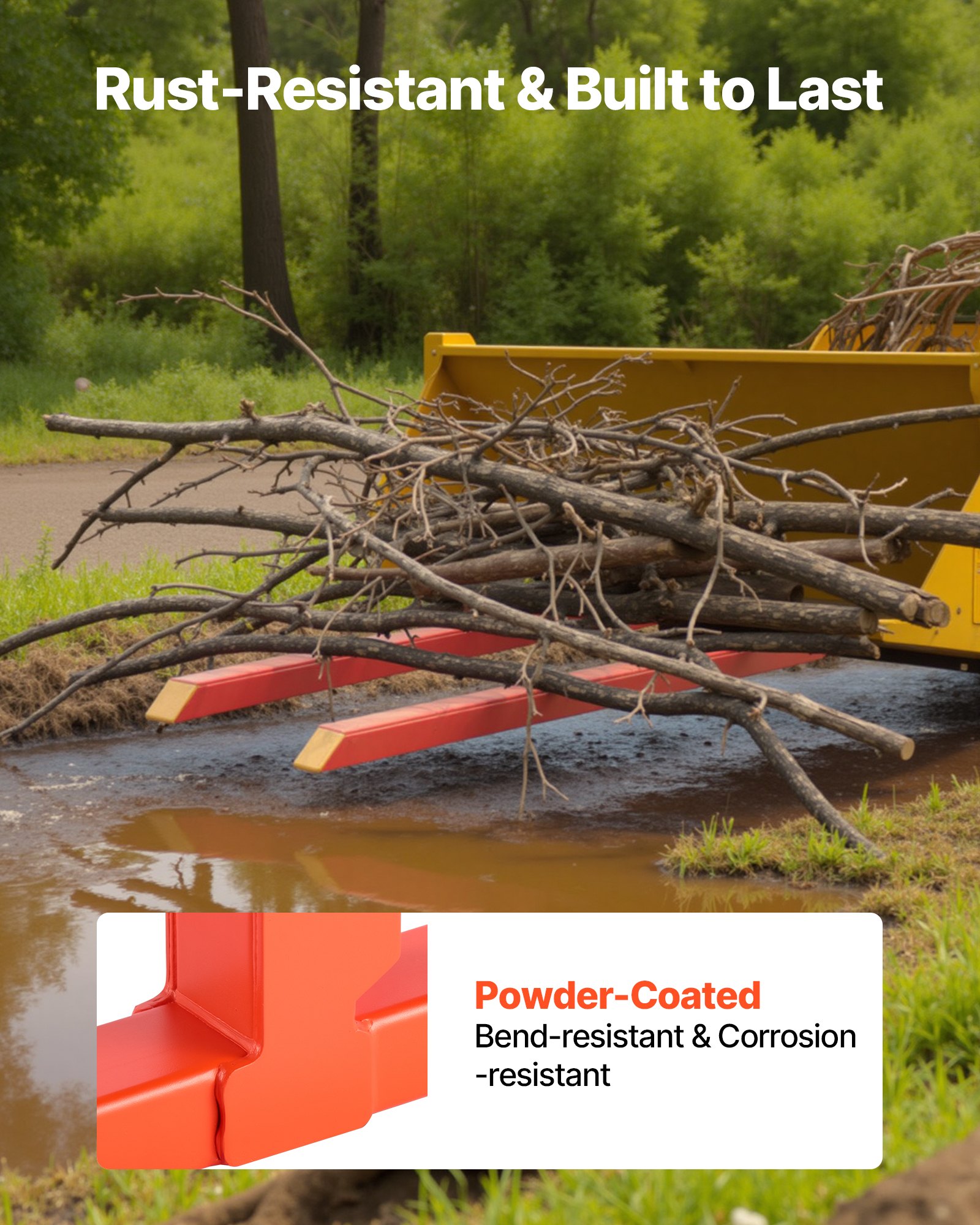 Widły paletowe VEVOR, 907 kg, zaciskane, długość całkowita 1090 mm, widły szybkozłączne, kompatybilne z osprzętem ciągnika, ładowarką i ładowarką kompaktową, pomarańczowe