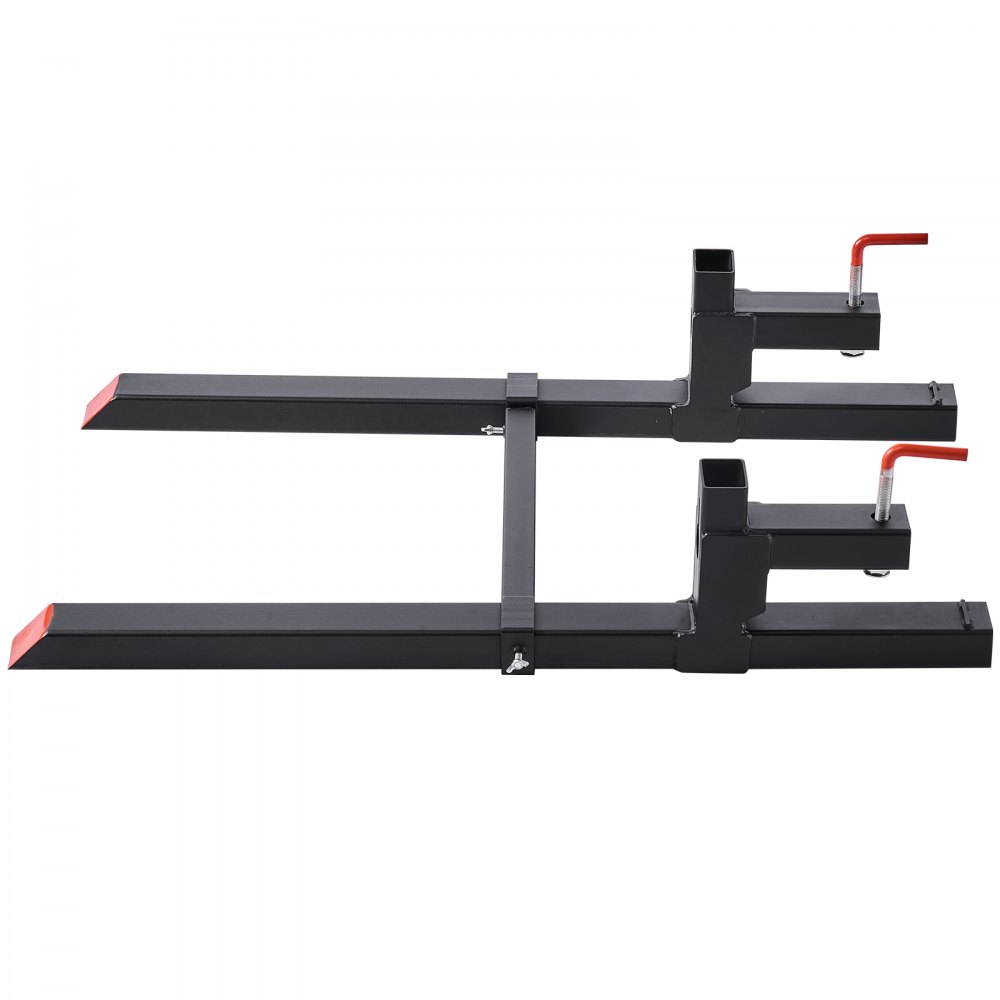 Widły paletowe VEVOR 907 kg, karetka wideł zaciskowa, długość całkowita 1090 mm, widły z regulowanym stabilizatorem do osprzętu ciągnika, łyżki ładującej i ładowarki kompaktowej, czarne