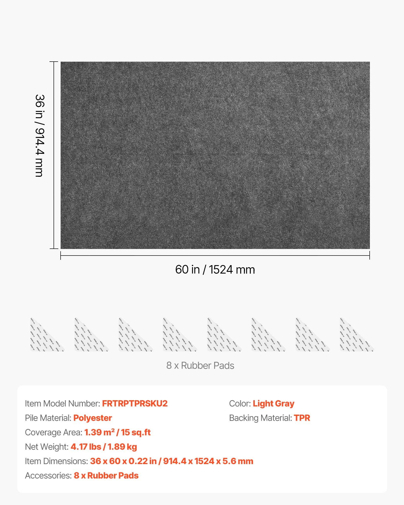 Podkładka pod dywan VEVOR, mata antypoślizgowa 914,4 x 1524 x 5,6 mm, przycinana, wykonana z poliestru i TPR z gumową podkładką, antypoślizgowa i wodoodporna, uniwersalna do wszystkich podłóg, szuflad i bagażników samochodowych