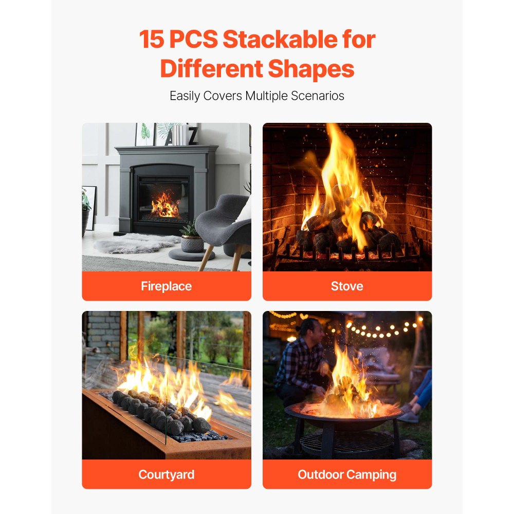 VEVOR Lava Rocks 25 Pack, 5 cm Ceramic Stones do kominka, wielokrotnego użytku otoczaki lawowe do użytku wewnątrz i na zewnątrz, dekoracyjny kamień do paleniska na propan/gaz, piec, patio, kemping