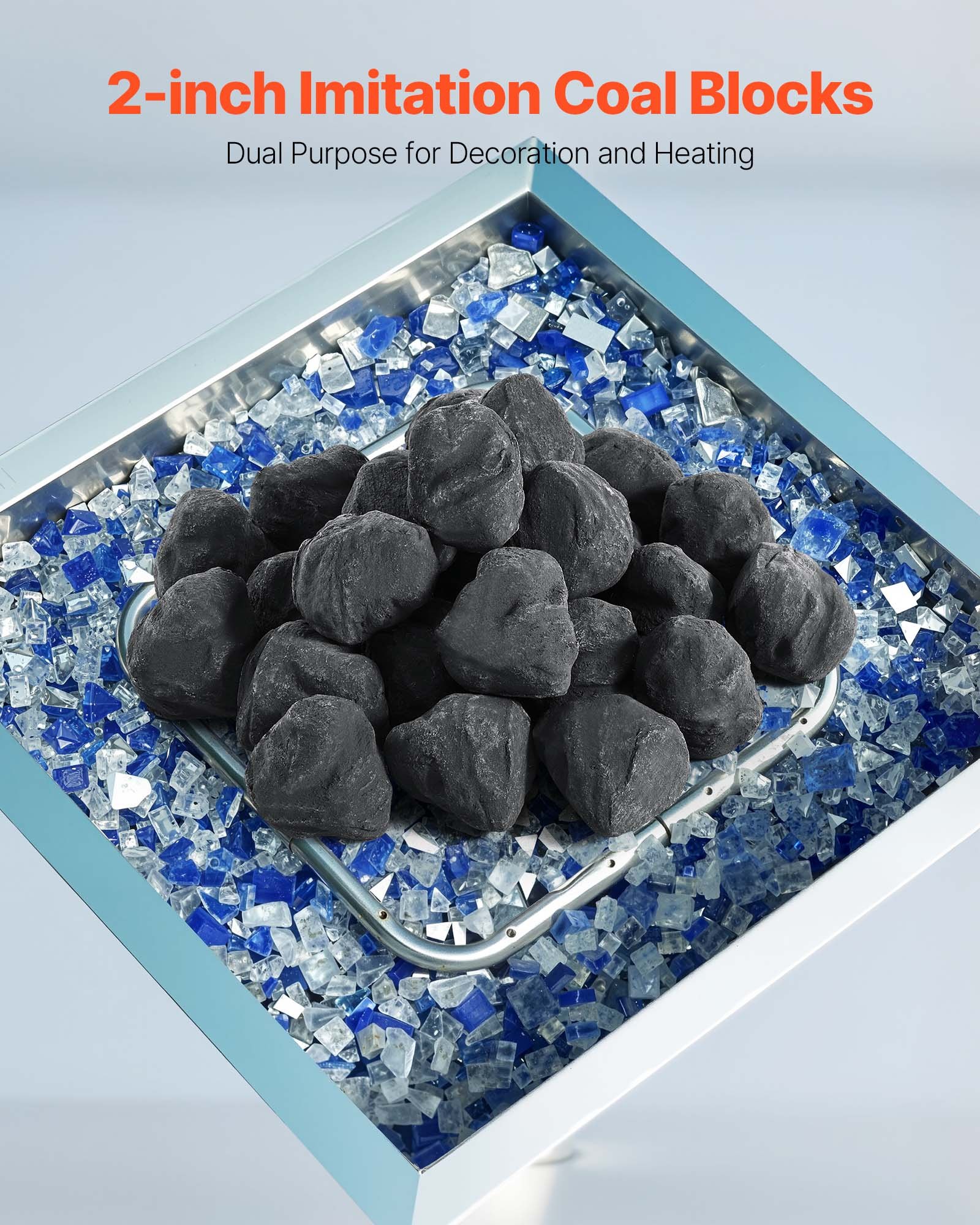 VEVOR Lava Rocks 25 Pack, 5 cm Ceramic Stones do kominka, wielokrotnego użytku otoczaki lawowe do użytku wewnątrz i na zewnątrz, dekoracyjny kamień do paleniska na propan/gaz, piec, patio, kemping
