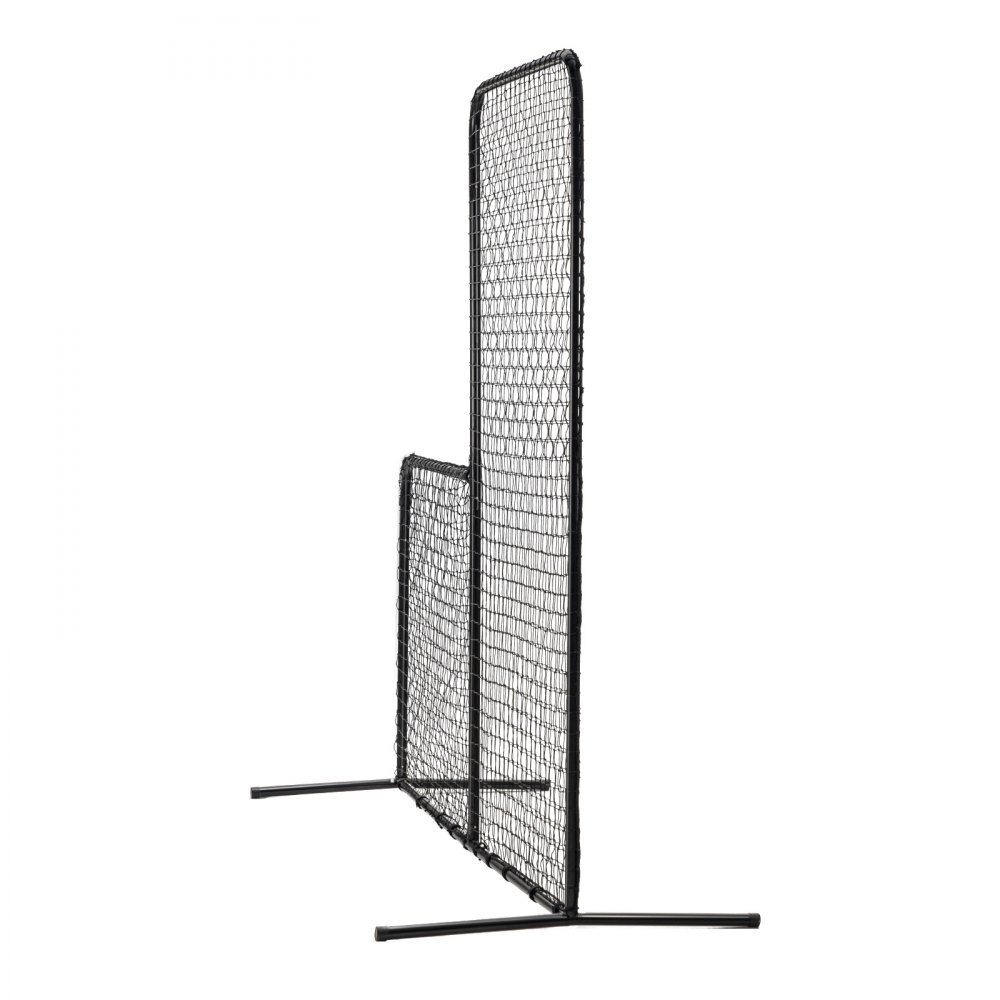 Klatka do baseballu VEVOR typu L, 213 x 96 x 213 cm, ekran ochronny do baseballu i softballu, przenośna siatka do baseballu z torbą transportową i kołkami do mocowania na ziemi, siatka do ochrony miotaczy, czarna