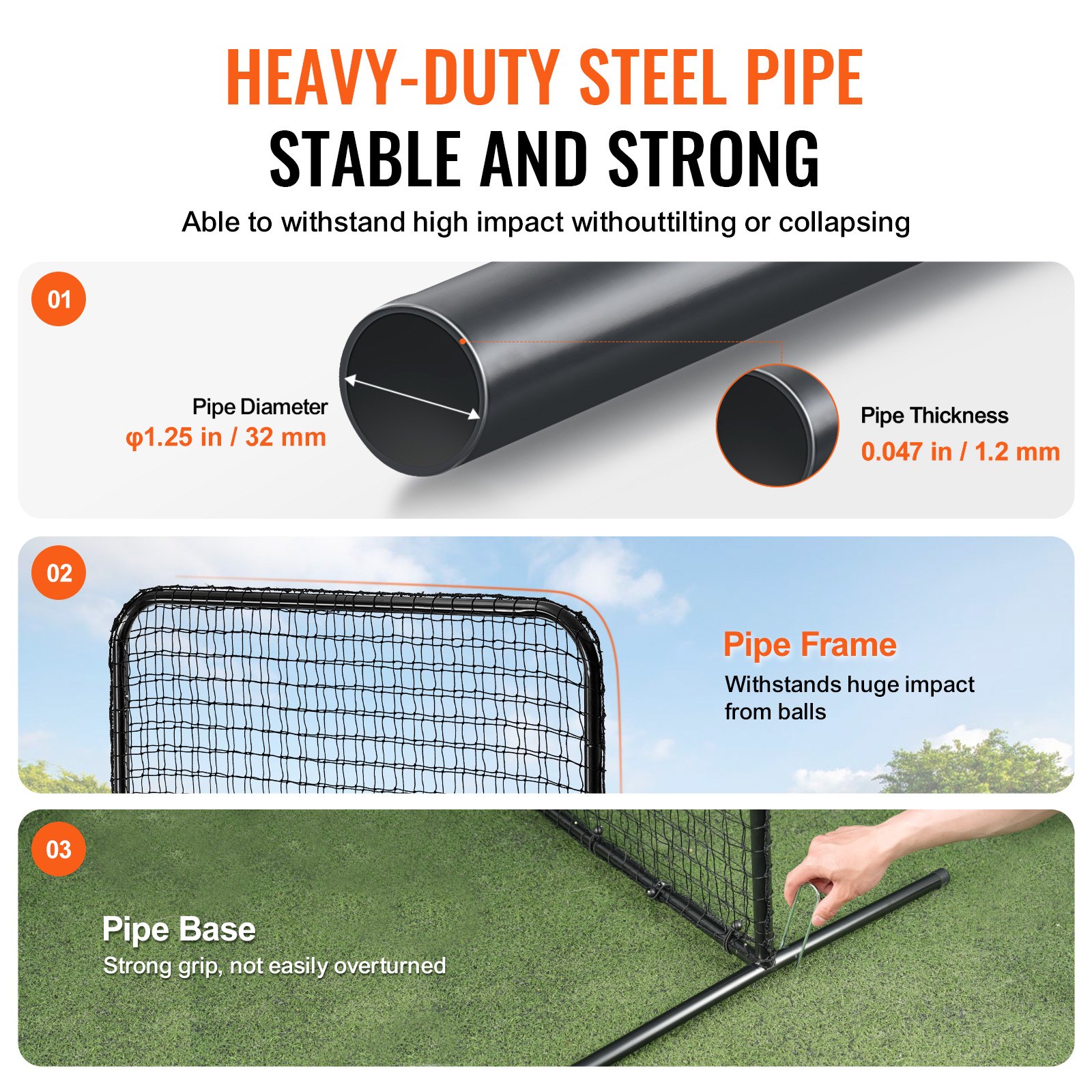 Klatka do baseballu VEVOR typu L, 213 x 96 x 213 cm, ekran ochronny do baseballu i softballu, przenośna siatka do baseballu z torbą transportową i kołkami do mocowania na ziemi, siatka do ochrony miotaczy, czarna