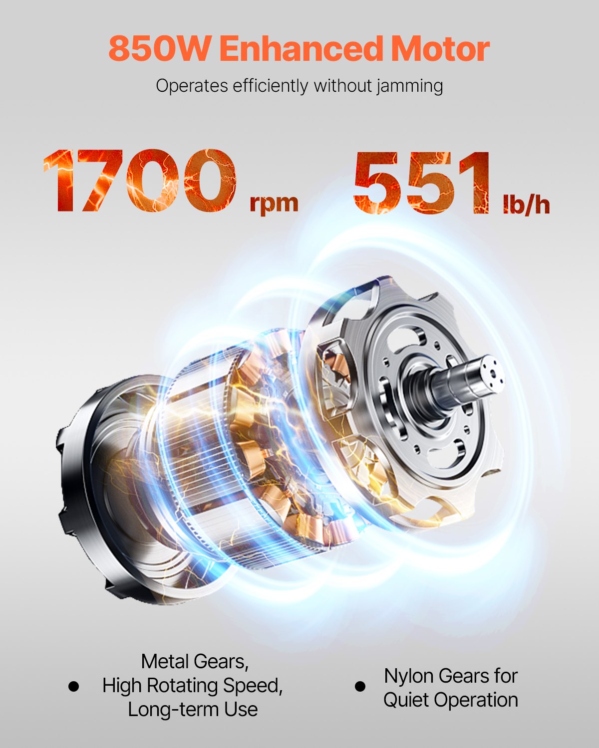 Krajalnica do mięsa VEVOR 850 W, 250 kg/h, komercyjna, elektryczna, do krojenia mięsa, ze stali nierdzewnej, grubość 5 mm, do supermarketów restauracyjnych