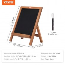 Stojak reklamowy VEVOR z drewnianą ramą 25,4 x 35,6 cm, stojak na tablicę reklamową 214 x 256 mm tablica jadalna brązowa z 1 płynnym markerem kredowym do pisania kredą w restauracjach, barach itp.