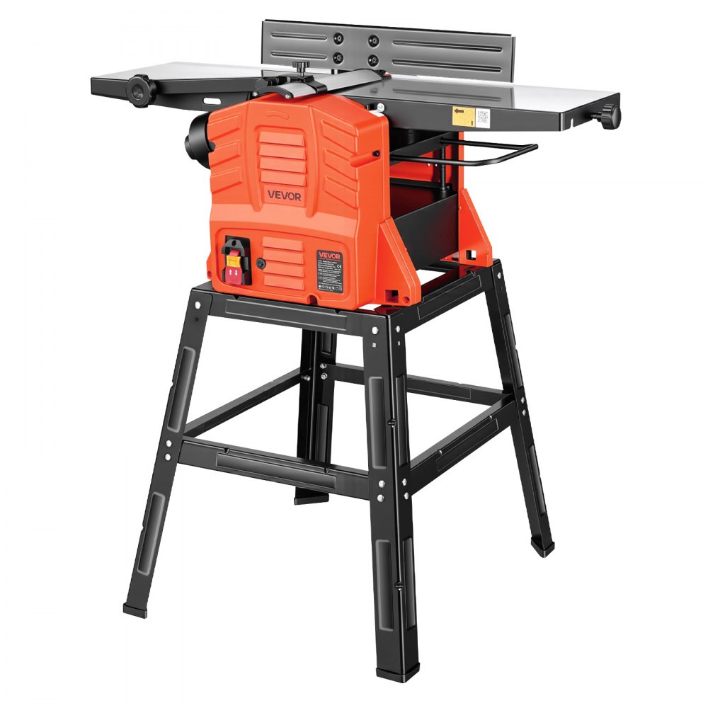 VEVOR Benchtop Planer and Jointer Combo, 254 mm, 2.4 HP 8000 RPM Bench Top Wood Jointer with Stand, 2-Blade Straight Cutterhead, Cast Aluminum Table, 0-3 mm Adjustable Depth, for Woodworking DIY