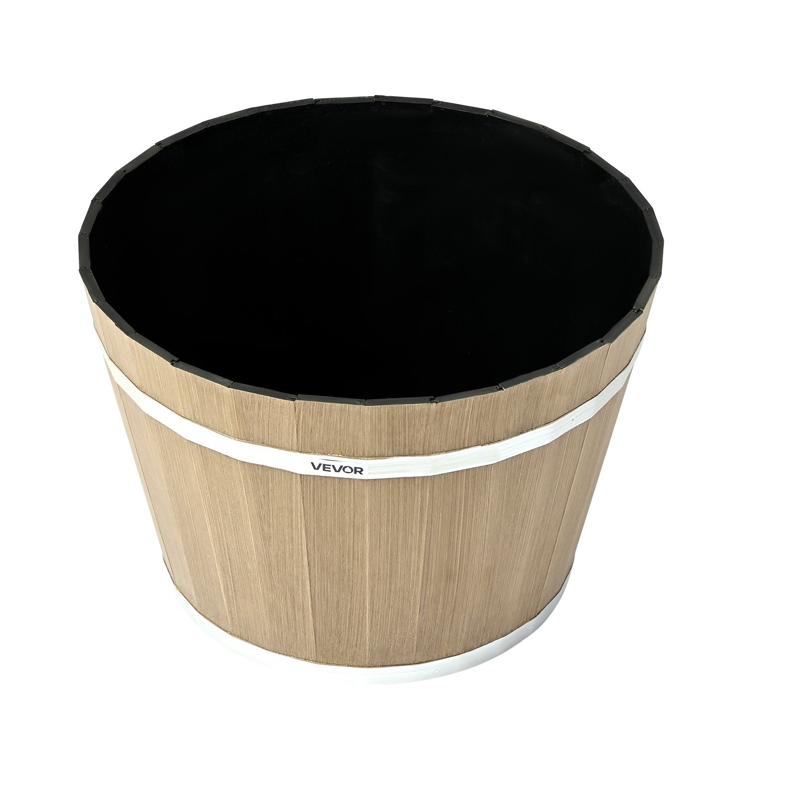 Doniczki VEVOR 300 x 210 mm, zestaw 4 doniczek w kształcie beczki po whisky z otworami drenażowymi, plastikowa doniczka w kształcie beczki po winie do roślin doniczkowych i ogrodowych, do ogrodu, do domu, brązowa