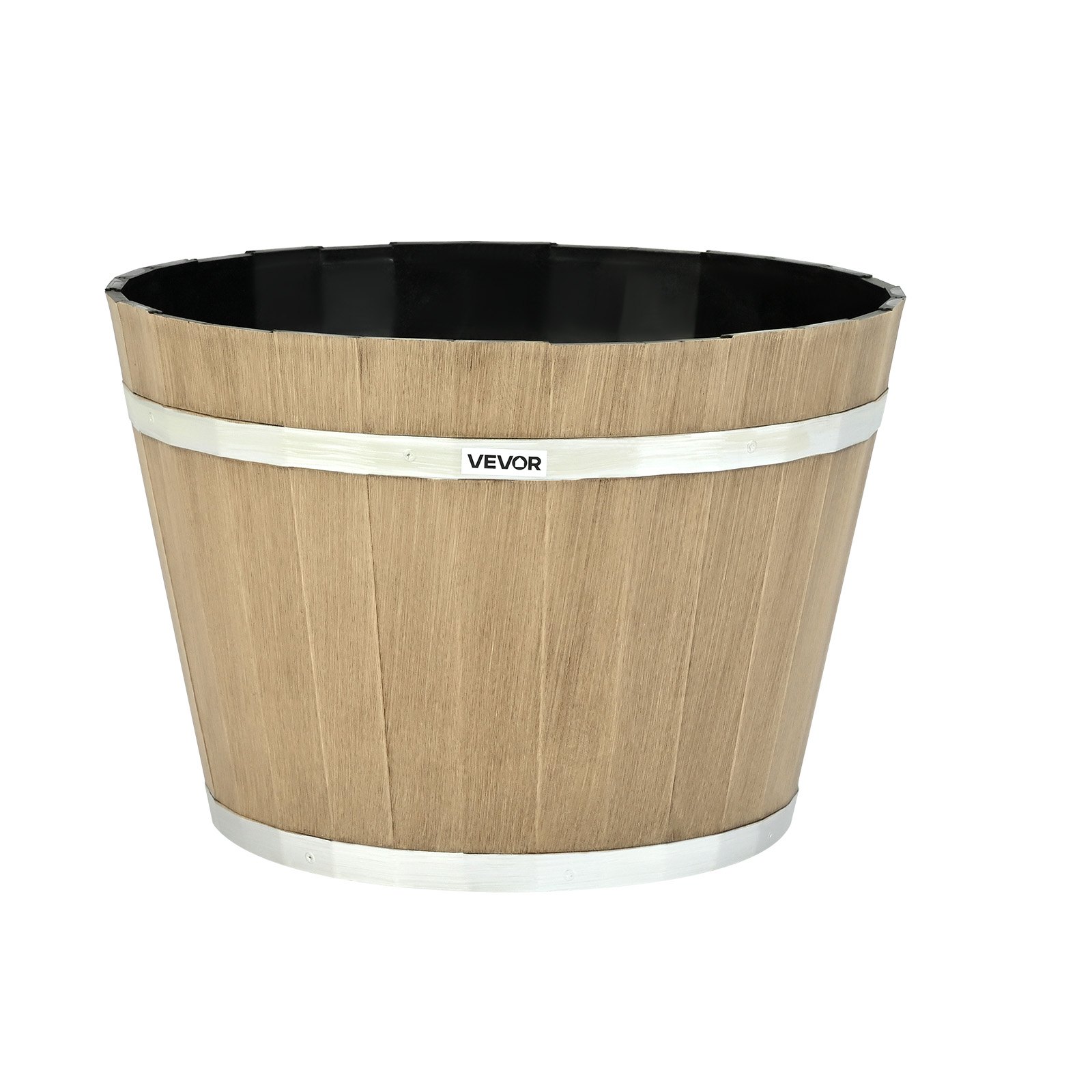 Doniczki VEVOR 300 x 210 mm, zestaw 4 doniczek w kształcie beczki po whisky z otworami drenażowymi, plastikowa doniczka w kształcie beczki po winie do roślin doniczkowych i ogrodowych, do ogrodu, do domu, brązowa