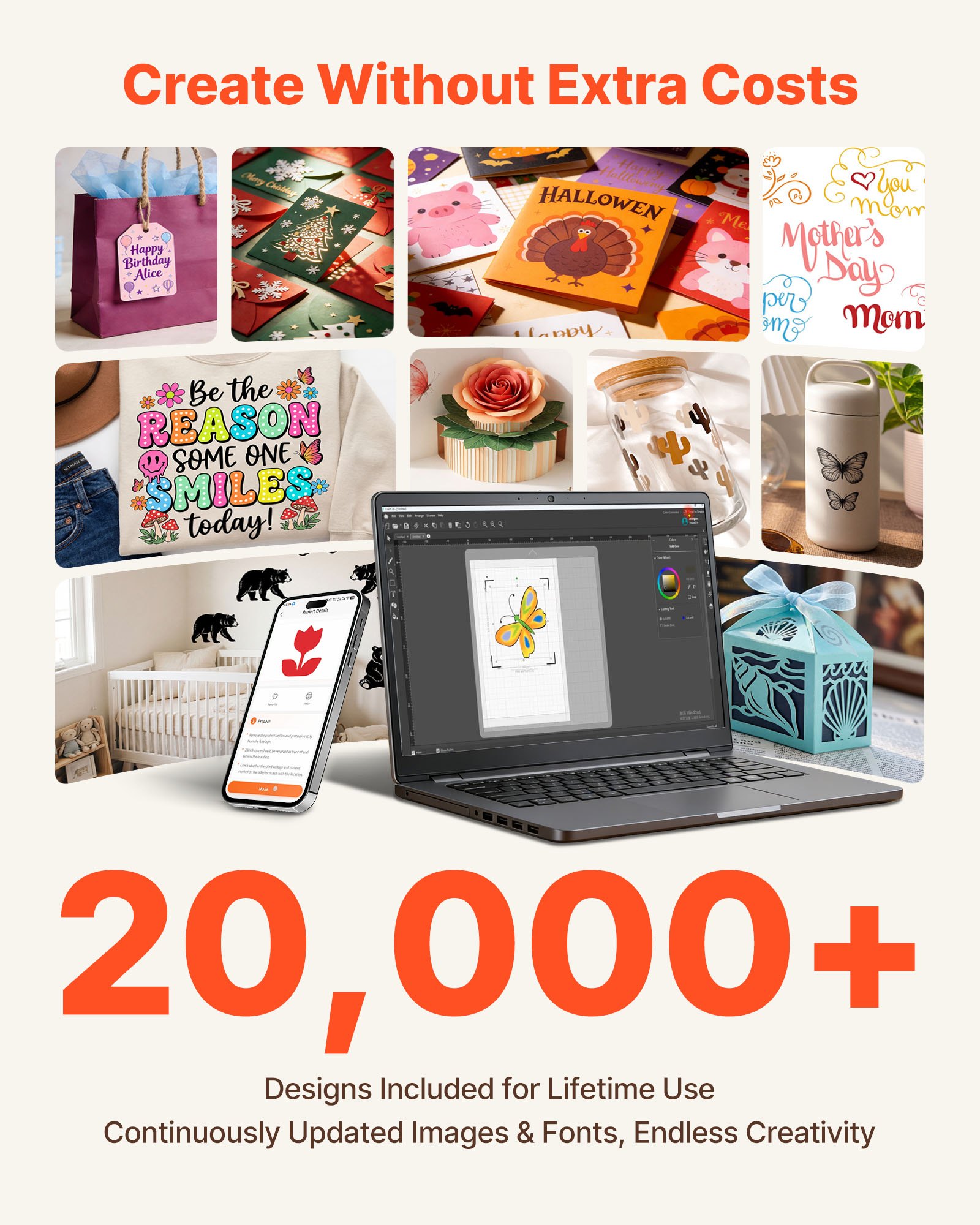 VEVOR Maszyna do cięcia winylu 30 cm, ploter tnący/maszyna z przyciskami sterującymi, zestawem materiałów i narzędzi, kompatybilny z systemami Mac/Windows/Android/iOS, do rękodzieła, kartek i dekoracji wnętrz