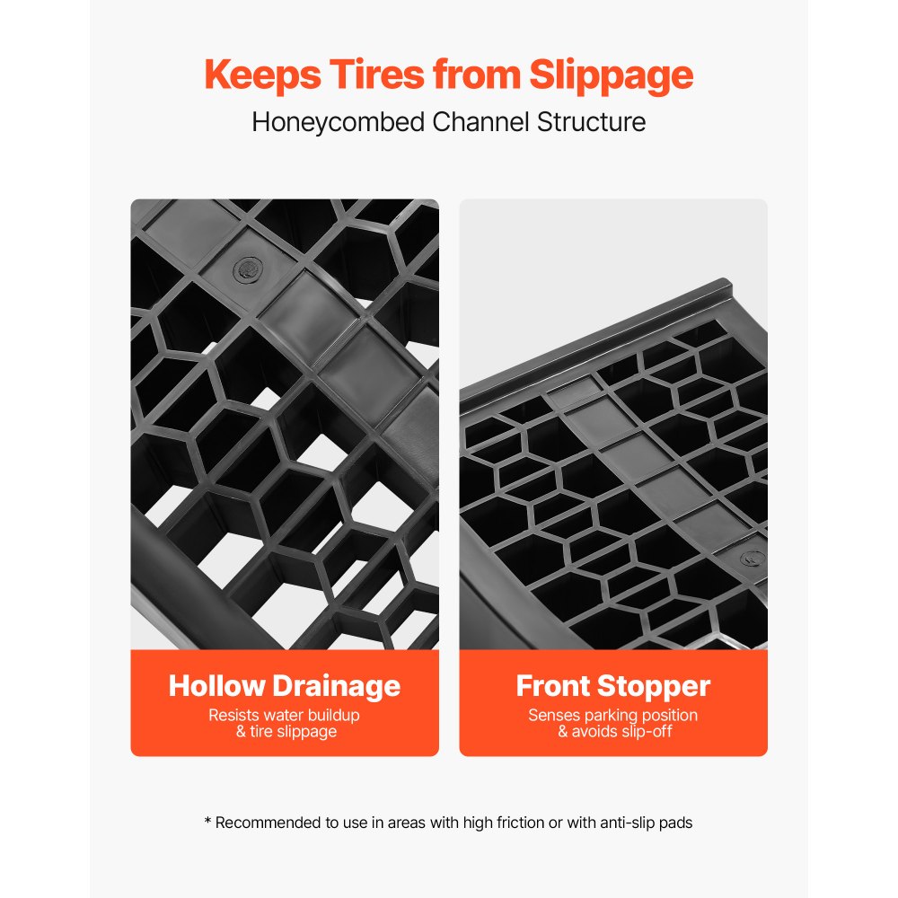 Rampy samochodowe VEVOR, zestaw 2 szt., wysokość podnoszenia 66 m, przenośne i płaskie rampy serwisowe do konserwacji garażu, wymiany oleju i napraw samochodów ciężarowych, udźwig 2268 kg (na rampę)