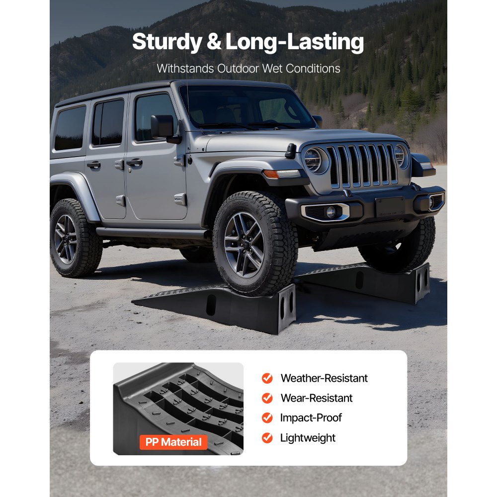 VEVOR Car Ramps, 2 PCS 5897 kg GVW Capacity, 155 mm Lift Height, Portable High Profile Car Service Ramps for Home Garage Maintenance and Oil Changes, Heavy Duty for Truck SUV Vehicle Repair, Black