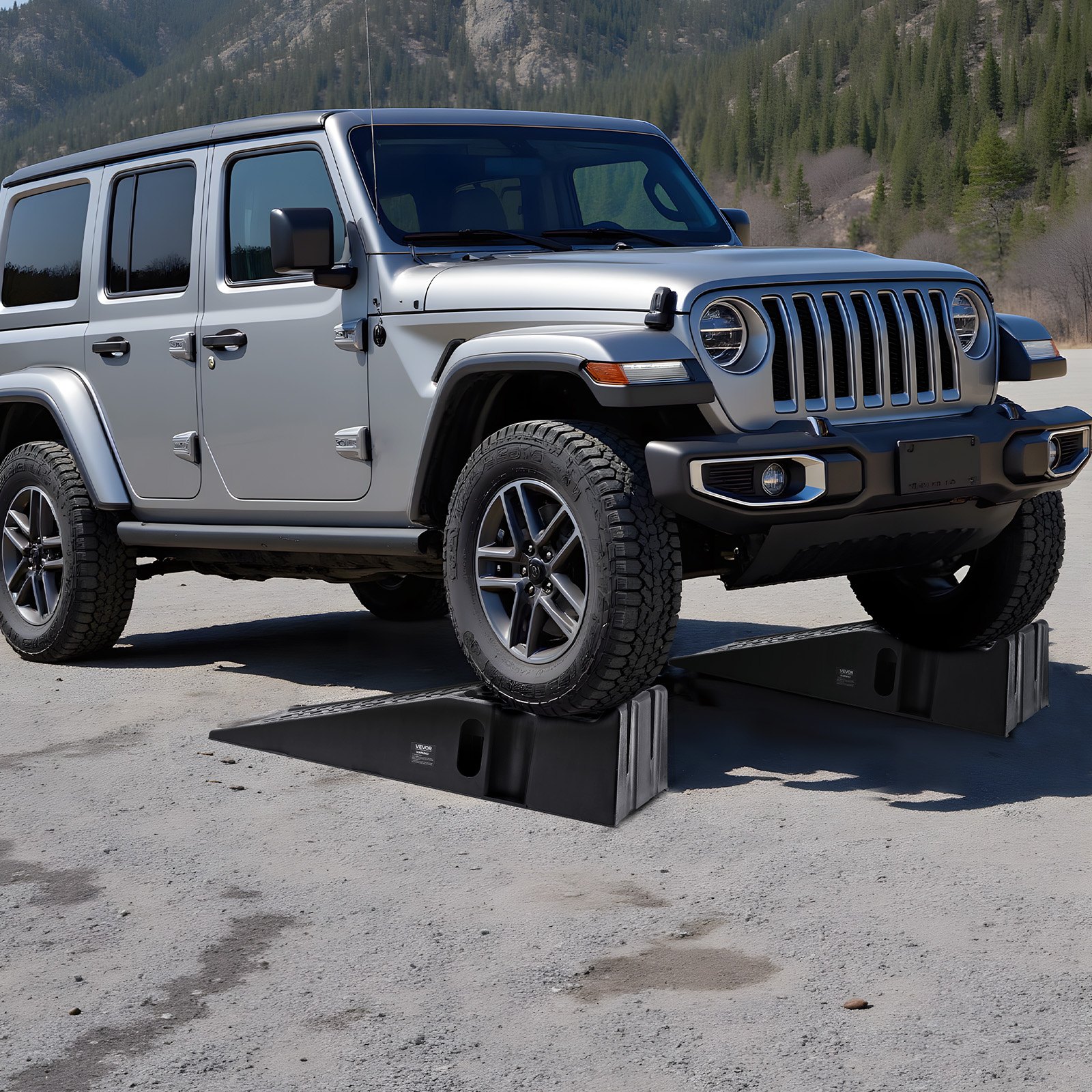 Rampy samochodowe VEVOR, 2 sztuki, wysokość podnoszenia 17 cm, przenośne rampy serwisowe do konserwacji garażu, wymiany oleju i napraw ciężarówek, udźwig 1814 kg (na rampę), kolor czarny