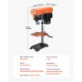 VEVOR Wiertarka stołowa 254 mm, silnik indukcyjny 550 W, wiertarka kolumnowa z regulowaną prędkością obrotową 550-2500 obr./min, stół roboczy pochylany w zakresie 0-45°, pozycjonowanie rentgenowskie, do drewna i metalu