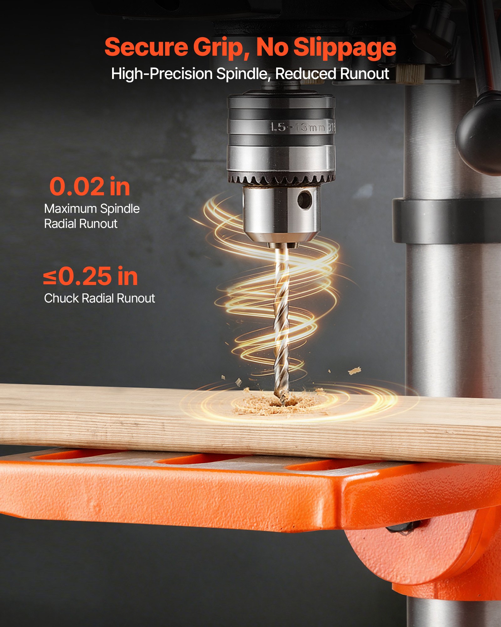 VEVOR 254 mm Benchtop Drill Press, 400W, Bench Drill Press, 440 to 2600 RPM Variable Speed, 0-45° Tilting Worktable, with Laser and LED Work Light, Tabletop Drilling Machine, for Woodworking, Metal