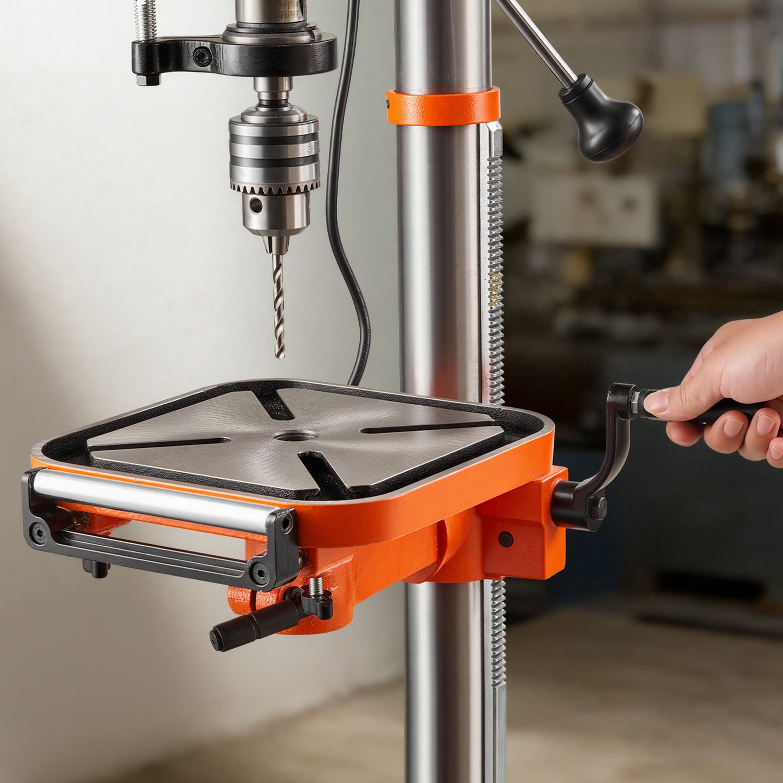 VEVOR 254 mm Benchtop Drill Press, 400W, Bench Drill Press, 440 to 2600 RPM Variable Speed, 0-45° Tilting Worktable, with Laser and LED Work Light, Tabletop Drilling Machine, for Woodworking, Metal