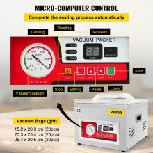 Zgrzewarka próżniowa VEVOR Kompaktowa profesjonalna zgrzewarka próżniowa komorowa DZ-260A Silnik 6,5 cbm/h 180W