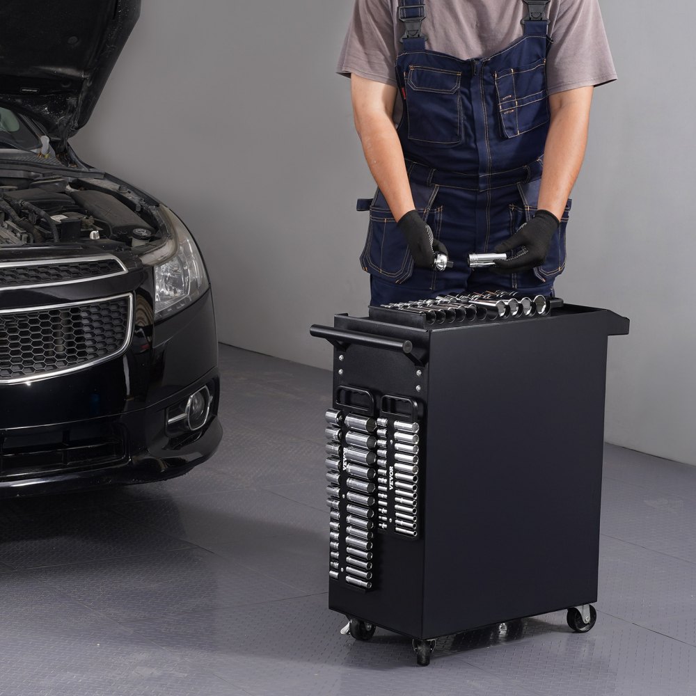 Zestaw organizerów na nasadki VEVOR, 3-częściowy zestaw organizerów na nasadki metryczne i SAE, uchwyt na nasadki 1/4 cala, 3/8 cala i 1/2 cala z uchwytem i podstawą magnetyczną, mieści do 76 nasadek