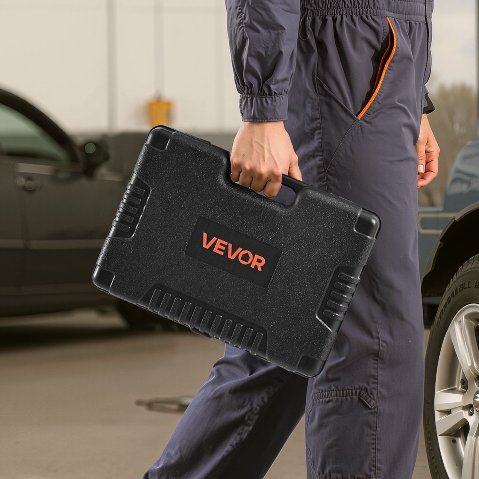 Zestaw nasadek VEVOR 69 elementów z nasadkami 9,5 i 6,4 mm oraz grzechotką, SAE i metryczne, głębokie i standardowe, z akcesoriami i etui, stal stopowa CR-V