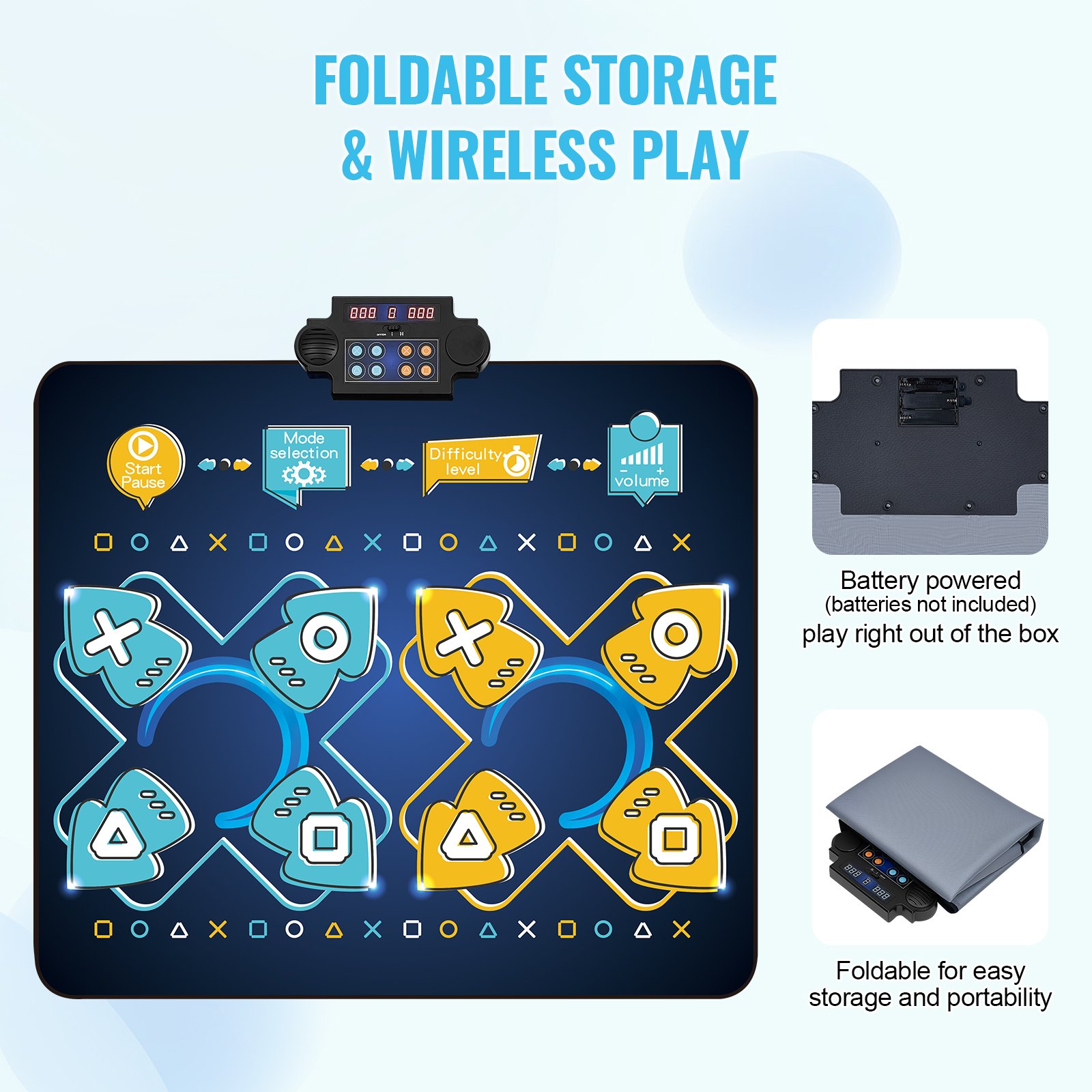 Mata do tańca VEVOR, 8-klawiszowy mikser do tańca, mata do zabawy z rytmem, elektroniczna mata do tańca z trybem pojedynczego/podwójnego gracza, regulowana głośność, wbudowana muzyka, 8 poziomów trudności, prezent dla dziewczynek w wieku od 3 lat