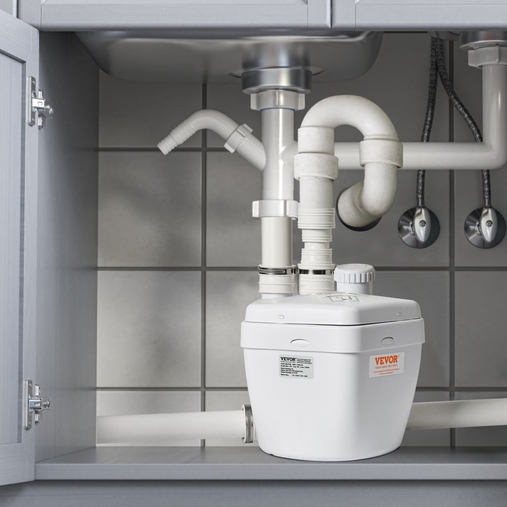 Pompa uniwersalna do zlewu VEVOR, 250 W, 230 V, przepływ 6600 l/h, wysokość podnoszenia 5,5 m, system pompy do zlewu z silnikiem z przewodem miedzianym, wytrzymała pompa uniwersalna/do zlewu, pompa spustowa z wylotem 3,8 cm, kolor biały