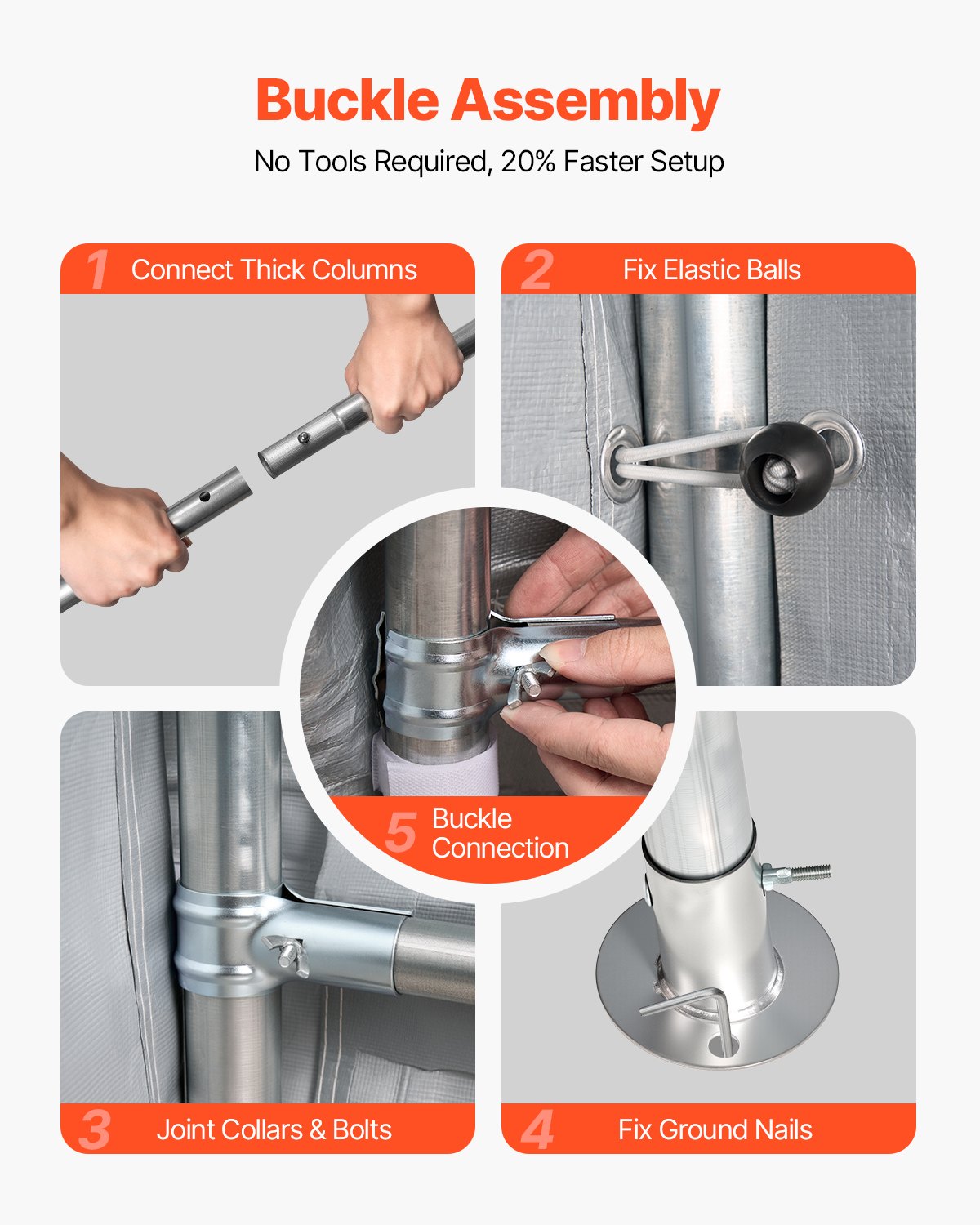 VEVOR Namiot narzędziowy, 183 x 183 x 213 cm, Namiot garażowy z materiału PE, Namiot narzędziowy, Garaż na rowery, Domek ogrodowy, Wiata, Domek rowerowy, Garaż na motocykl, kosiarkę, rower, Szary