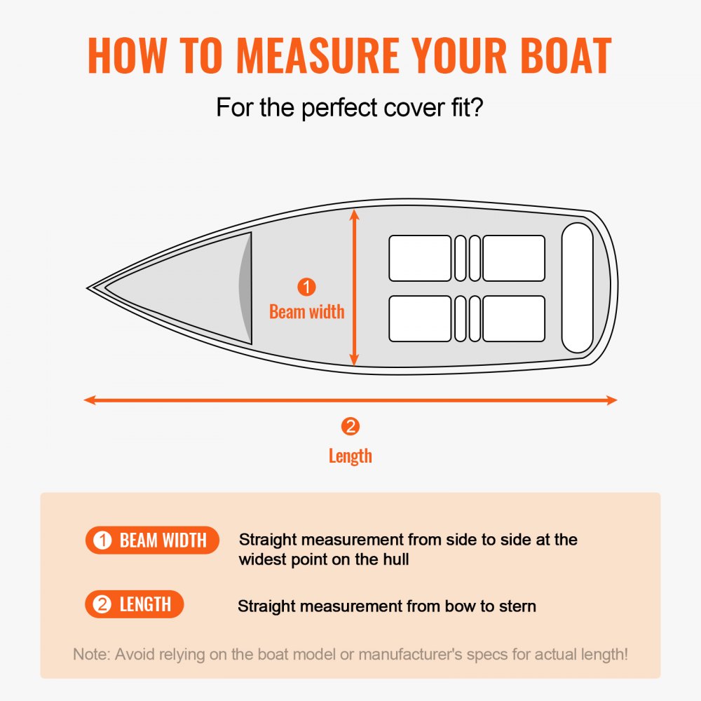 VEVOR Boat Cover, 5180-5790 mm Trailerable Waterproof Boat Cover, 600D Marine Grade PU Oxford, with Motor Cover and Buckle Straps, for V-Hull, Tri-Hull, Fish Ski Boat, Runabout, Bass Boat, Grey