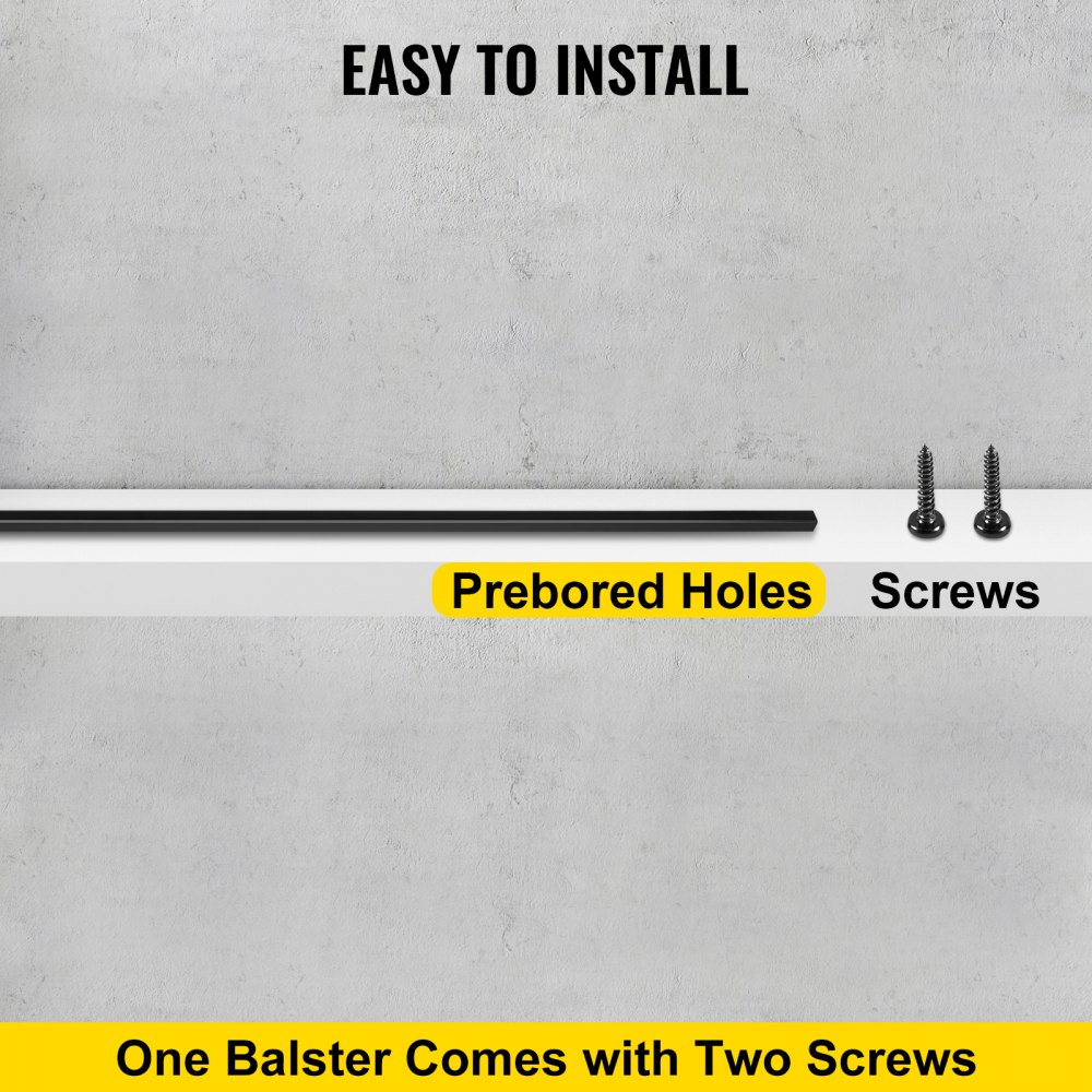 VEVOR Tralki tarasowe Metalowe wrzeciona pokładowe 16 szt. 44-calowe żelazne poręcze schodowe