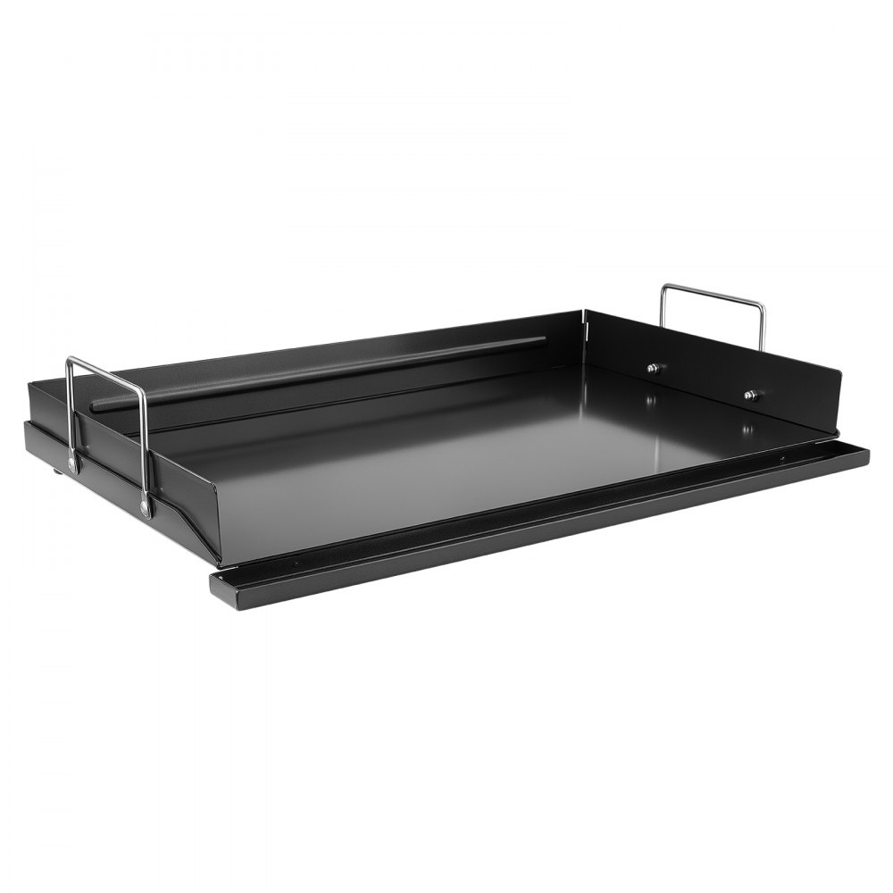 Płyta grillowa VEVOR Plancha 610 x 406 mm ze stali węglowej z powłoką nieprzywierającą, idealna do kuchenek gazowych, grilli i na kemping, zdejmowane panele boczne, tacka na tłuszcz, osłona przeciwbryzgowa i powierzchnia do gotowania 610 x 365 mm