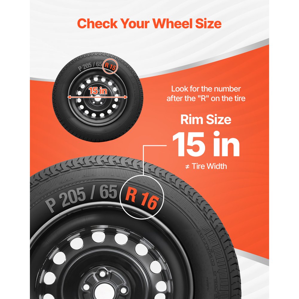 VEVOR Hubcaps Wheel Covers, 15 Inch Set of 4 Wheel Rim Cover Hubcaps OEM Replacement, R15 Size Snap On Car Hub Caps, Universal 10-Spoke ABS Tire Rim Caps for Hyundai Chevrolet Ford Honda, Silver/Black